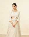 Daisy Cream Floral Embroidered Sequinned Lehenga image number 1